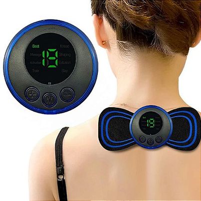 Mini Massageador Portátil Elétrico Cervical EMS Alivia Dores Corpo Pescoço, lombar