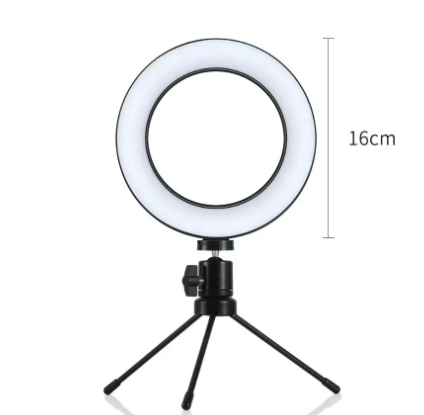 Ring Light Iluminador Selfie Makeup Tripé Luz 16cm