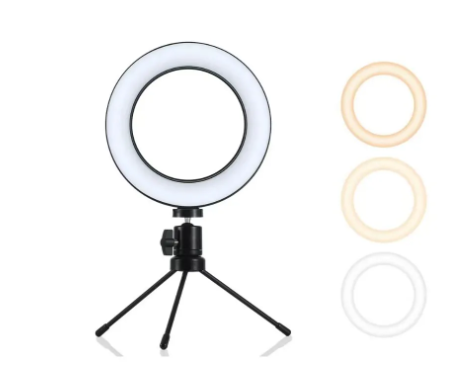 Ring Light Iluminador Selfie Makeup Tripé Luz 16cm