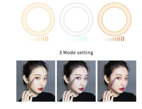 Ring Light Iluminador Selfie Makeup Tripé Luz 16cm