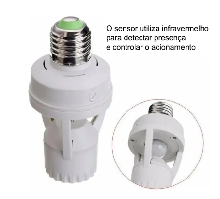 Sensor De Presença Com Fotocélula Para Lâmpada Soquete E27 Para iluminação Luatek Sensor Infravermelho