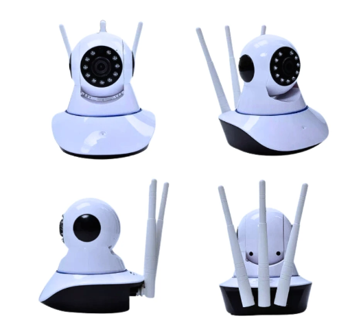 Câmera Wireless Wi-Fi Com IP, 3 Antenas, P2p ONVIF, HD Giro 355 °