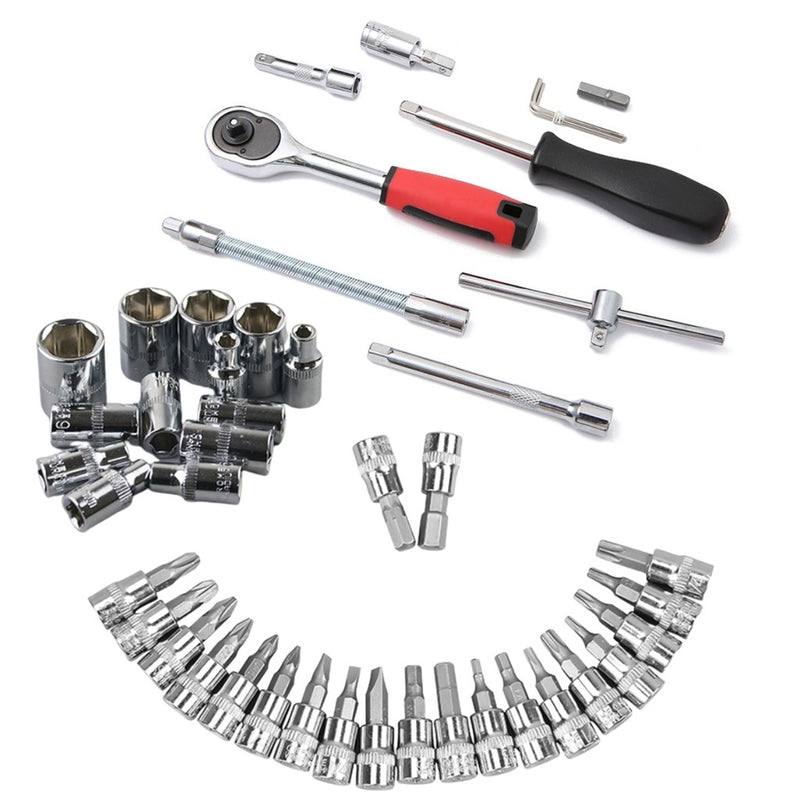 Kit 46 Chave Catraca Jogo De Soquetes Allen Torx Ferramentas