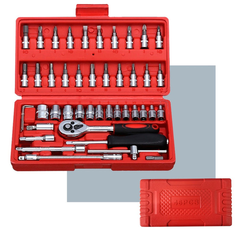 Kit 46 Chave Catraca Jogo De Soquetes Allen Torx Ferramentas